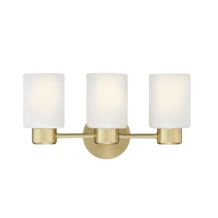 Westinghouse Fixture Wall 60W 3-Light Sylvestre Champagne Brass CylIndoorical Frosted Glass 6126700